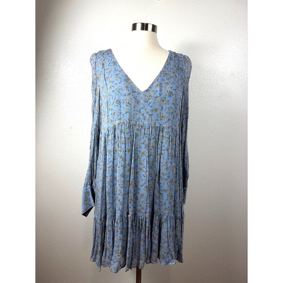 Sézane Aurena Mini Dress Vintage Blue Praire FR 46/US 14 Romantic Boho - Picture 9 of 16